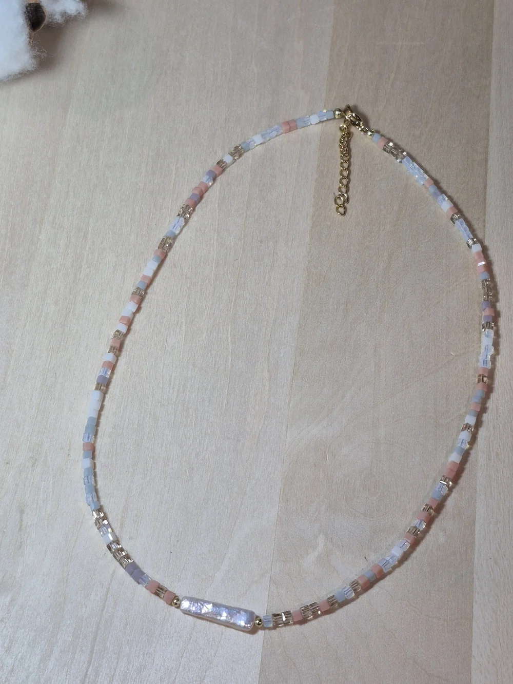 🧡💛NEW🧡💛 PRETTY!! Chopstick Freshwater Pearl Nat. Stone Mini Cube Necklace